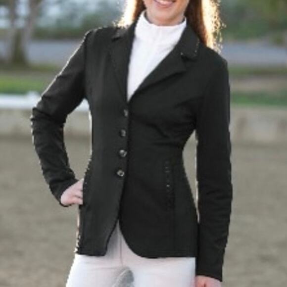 Romfh Bling Equestrian Show Coat Black w Swarovski Crystals Women's‎ Size 10 - Picture 1 of 16